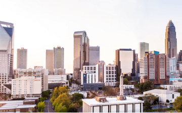 City skyline view of Charlotte North Carolina on a clear day