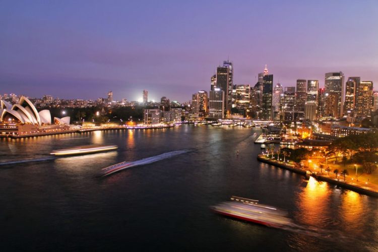 city in Australia at night