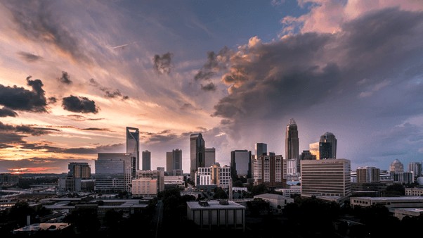 downtown Charlotte at dusk