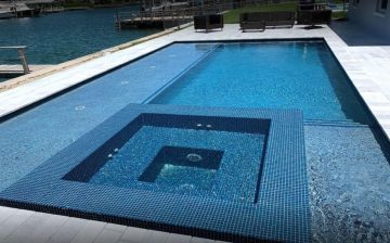 Large swimming pool being maintained