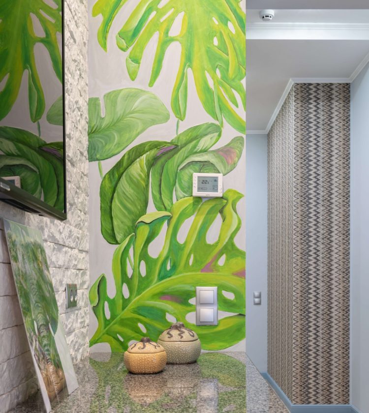 home hallway with colorfully painted walls