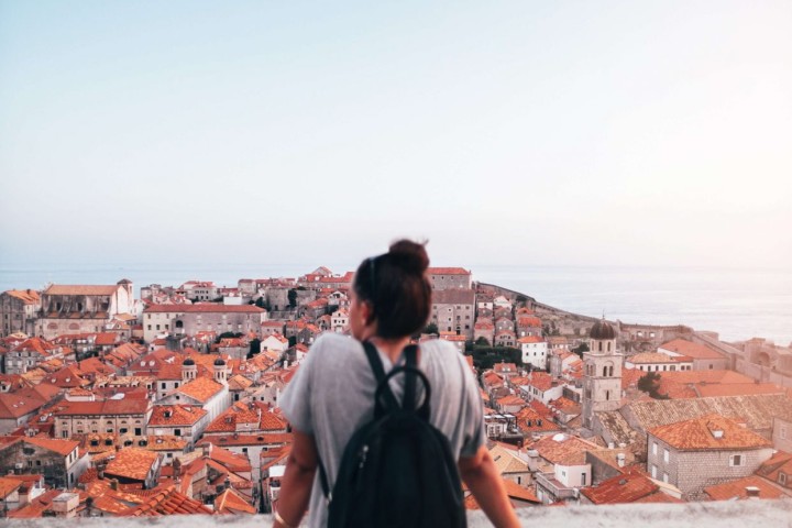 travel girl watching landscape