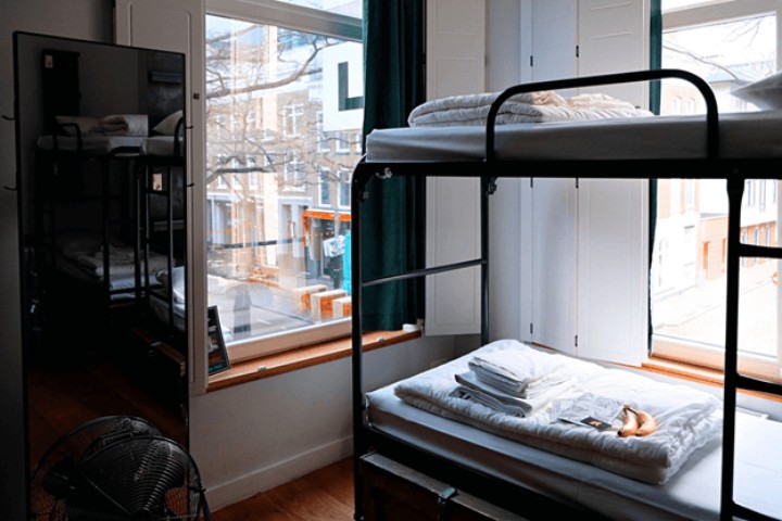 bunk bed in a dorm room