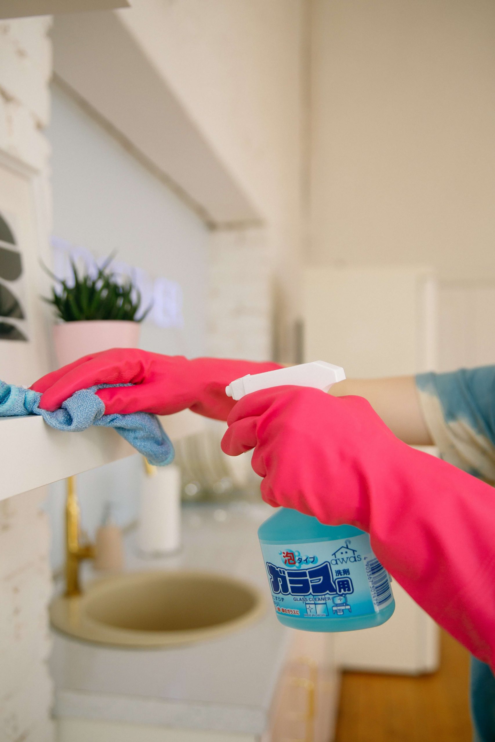 cleaning a shelf