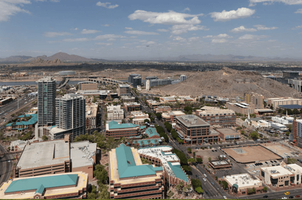 aerial view of downtown Phoenix, AZ
