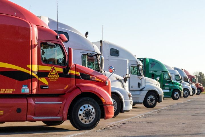 moving trucks in a row