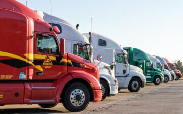 trucks parked in a row