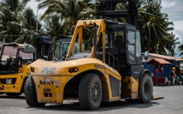 work machine on the street