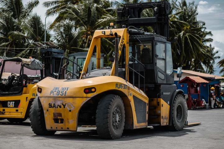 work machine on the street