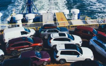 cars on transport boat