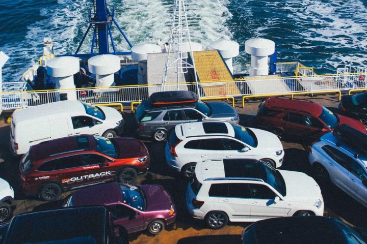 cars on transport boat