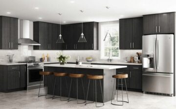 decorated kitchen with island