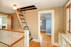 fold-down ladder leading to attic