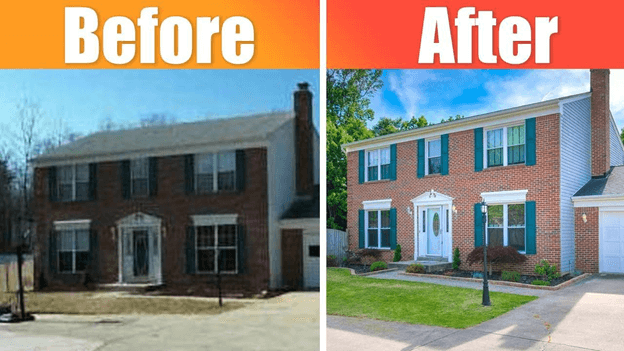 before and after photos of a house