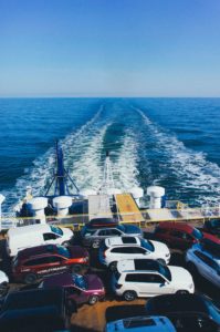 cars loaded on a ferry