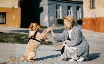 women and dog