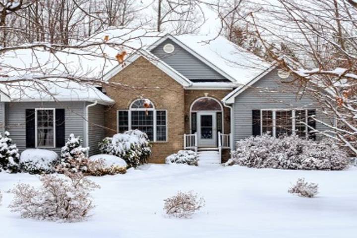 house with snow