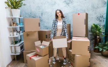 Student college moving boxes