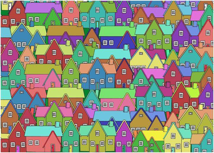 drawing of colorful houses