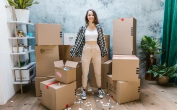 Storage Unit Organization boxes with a women