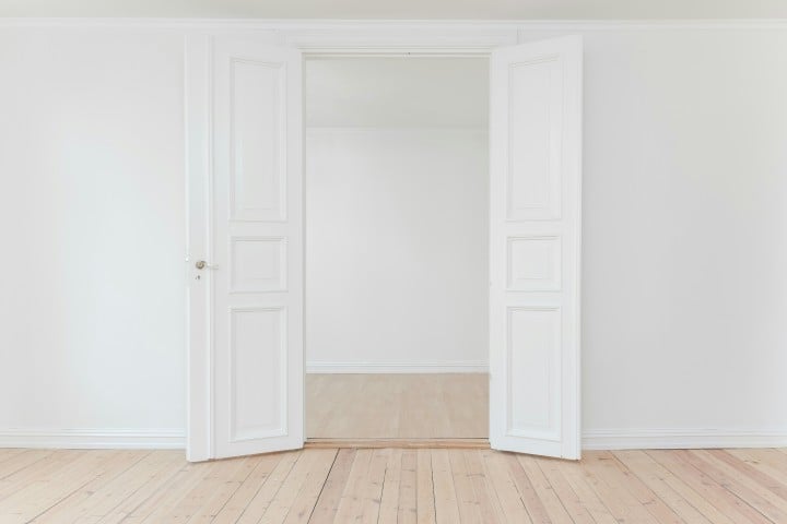 Open door in the living room