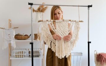 Girl using macrame technique