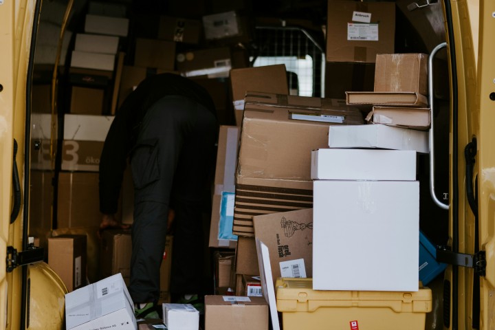 van full of packages for shipping