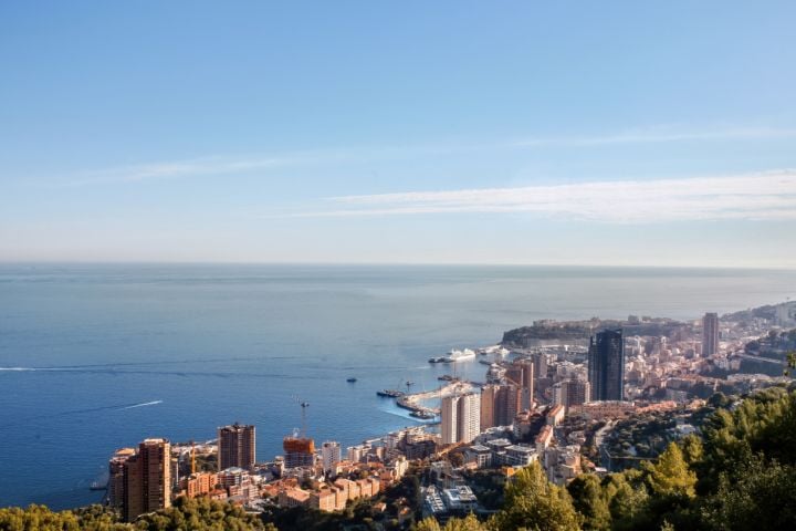 monaco city lake and buildings