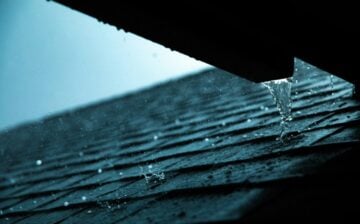 tiled roof with rainwater