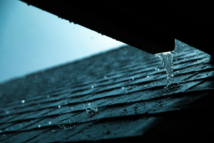 tiled roof with rainwater