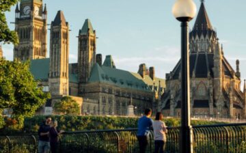 couple watching ottawa city scenery