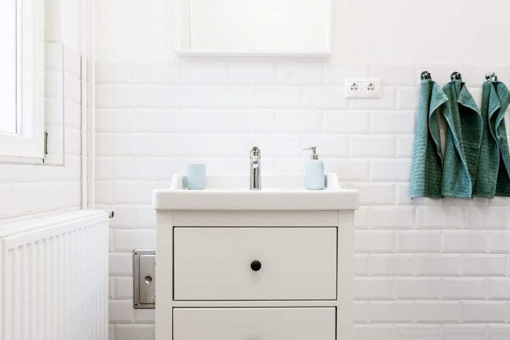 towel warmer in bathroom