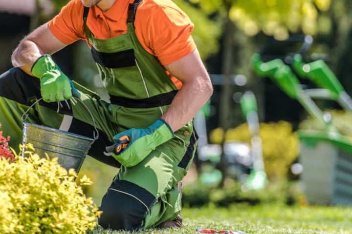 man working in the lawn