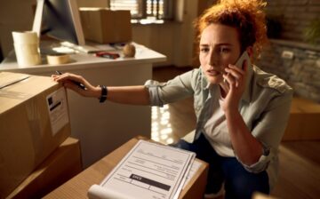 woman calling moving company