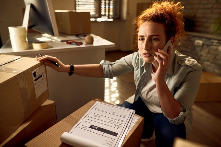 woman calling moving company