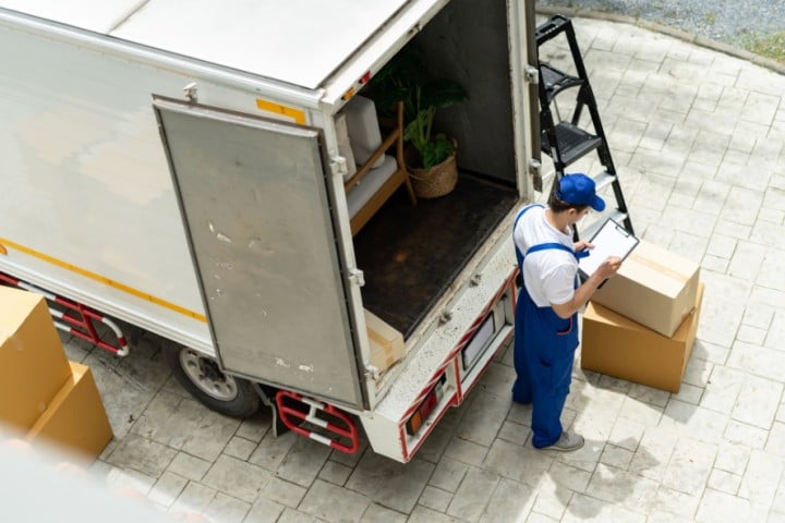 man loading moving truck