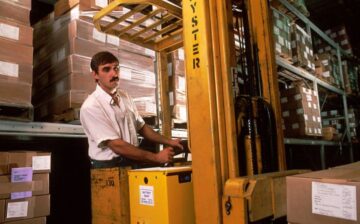 man working in storage space