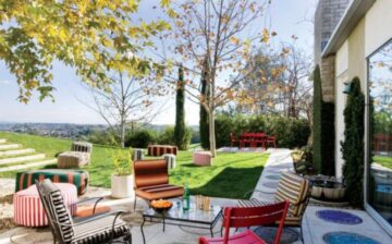 outdoor patio decorated with chairs