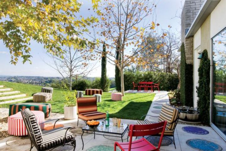 outdoor patio decorated with chairs