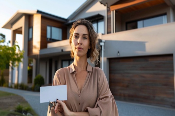 woman with keys to her new house