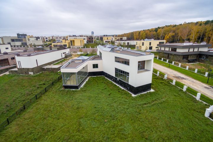 Photograph of a house from a drone used in real estate