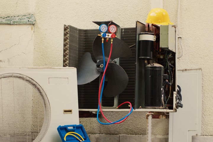 damaged external air cooling unit