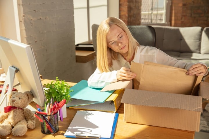 woman working in her moving business office