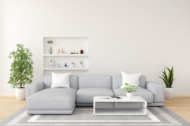 gray sofa white living room