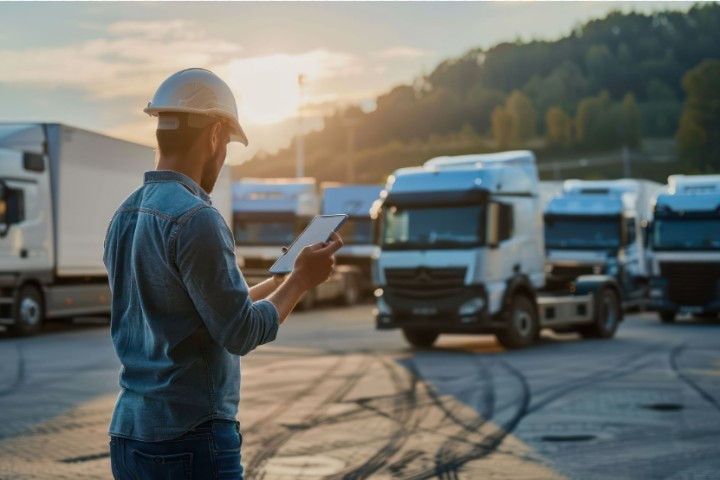 man working with moving trucks