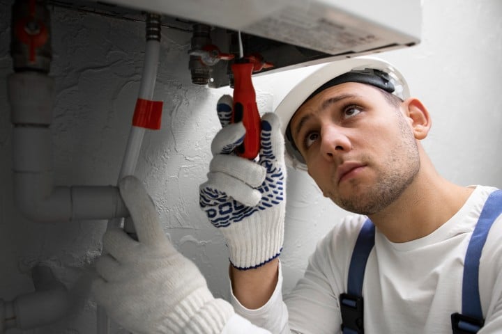 HVAC contractor working