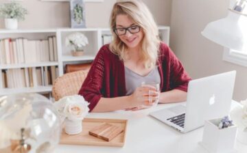woman in her office on her business at her huse