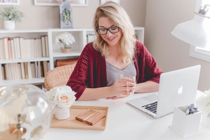 woman in her office on her business at her huse
