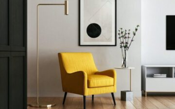 living room decorated with mustaza sillon