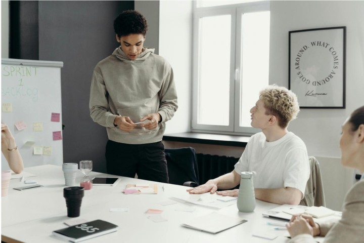 people working in an office
